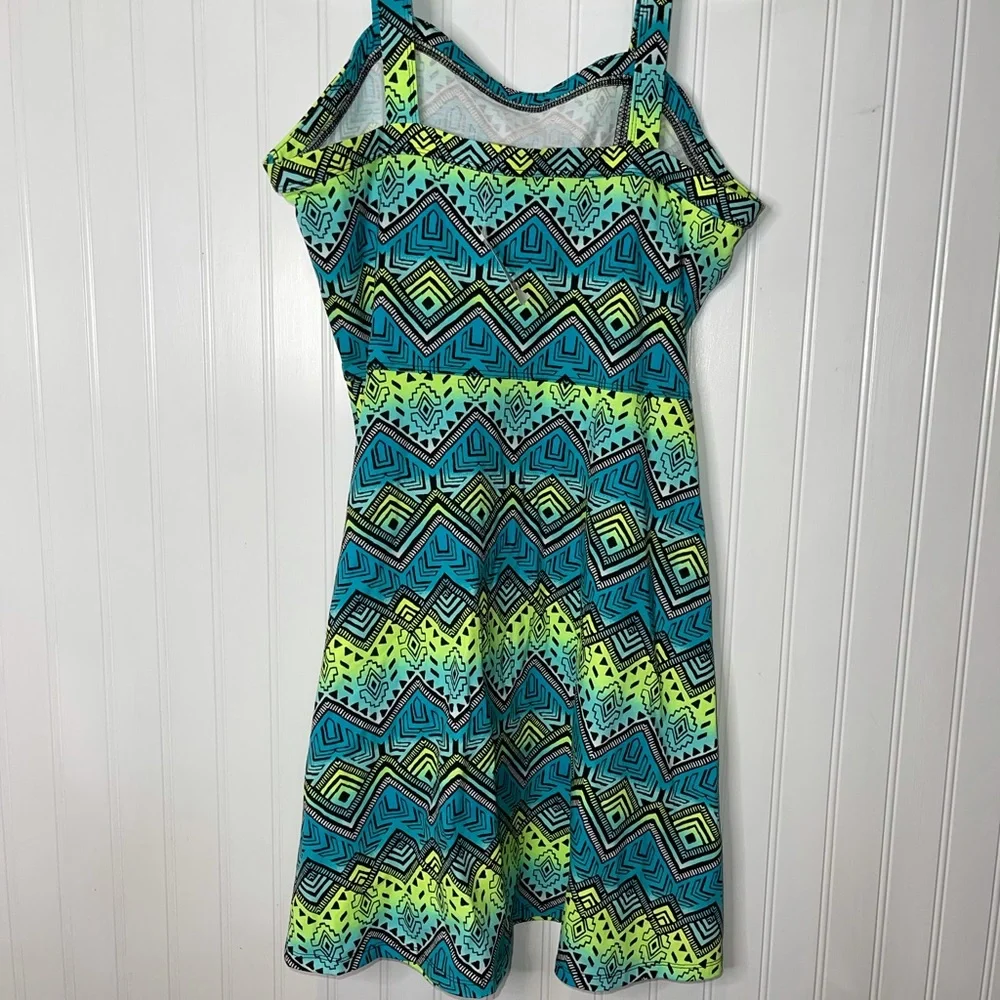 Spaghetti straps summer dress Justice‎ Neon geometric pattern dress size 18/20